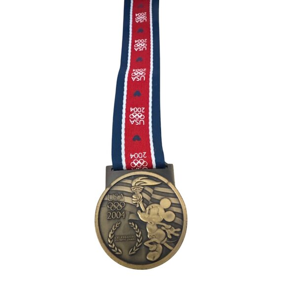 Disney 2004 USA‎ Olympics Commemorative Medal Mickey Mouse & Lanyards & 4 Pins - Picture 3 of 12